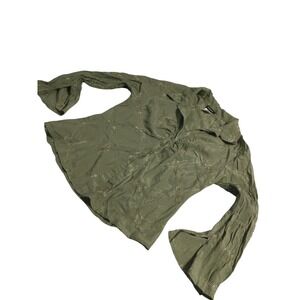 eyeshadow olive green embroidered bell sleeve boho blouse top size L